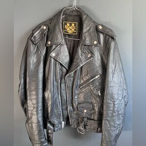 VINTAGE UNIK International Genuine Leather Motorcycle Jacket Men’s- Large